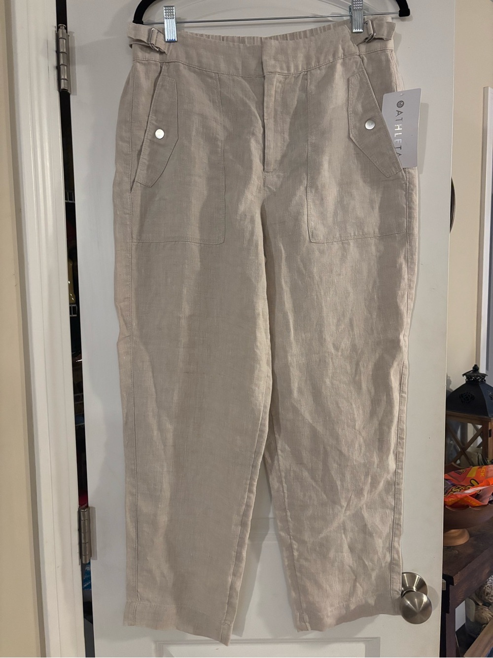 Athleta Voyager Linen Pant Womens Beige Tan Lightweight New NWT 100% Linen 10